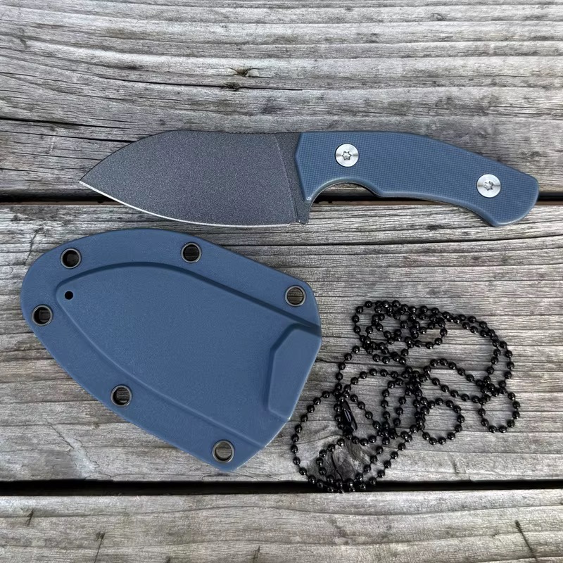 Parcel Blue fixed blade knife with sheath and neck chain